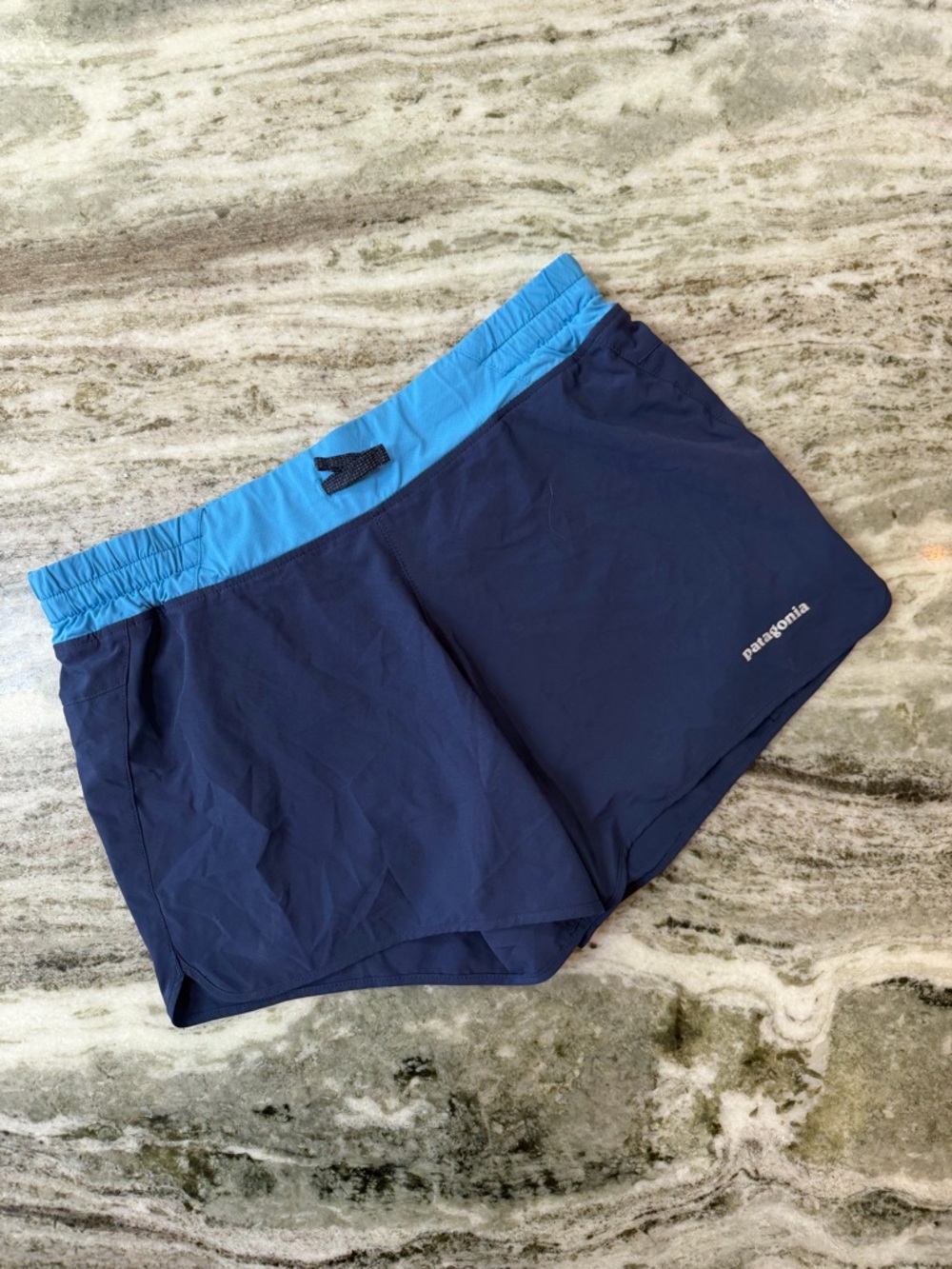 Patagonia Navy & Light Blue Running Shorts Women’s Small